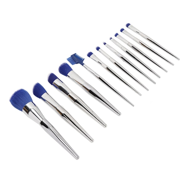 Makeup pensel sæt blå serie blød tekstur aluminium rør PU opbevaringspose bærbar 12 stk kosmetisk skygge pensel