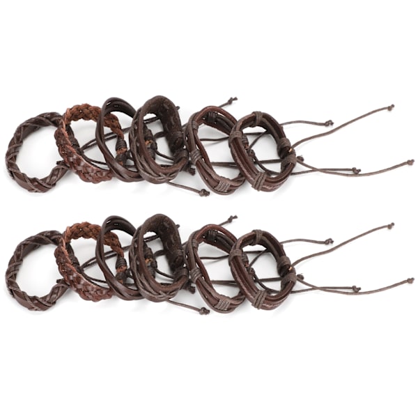 2 set retro flätade armband handledsband ko split läder handgjord dekoration för man