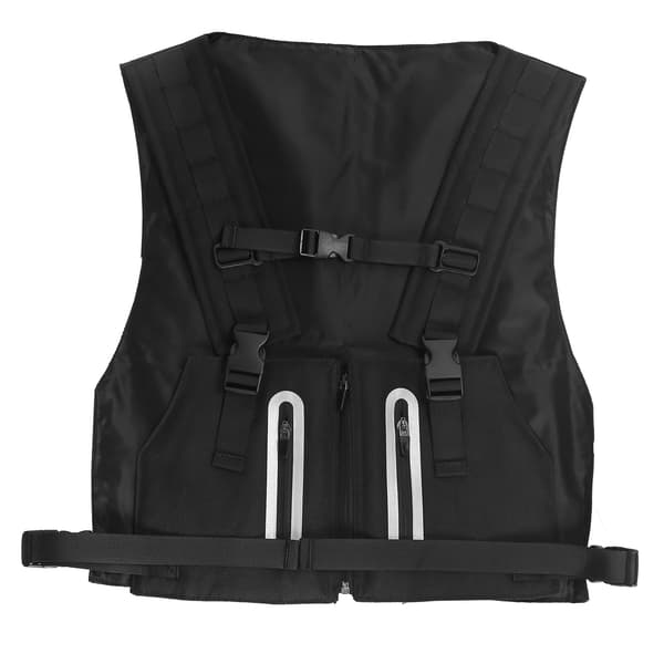 Udendørs reflekterende vest multifunktionel polyester sikkerhedsjusterbar cykelvest sort