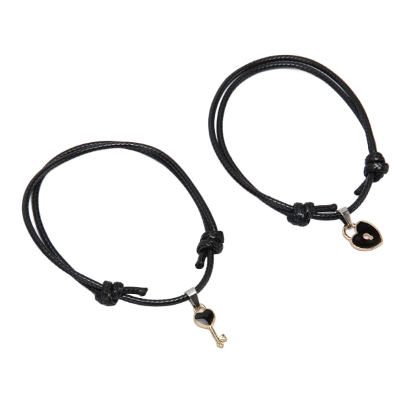 10 stk Hjerteform armbånd Nylon reb Længde Justerbar Let Match Stilfuldt Armbånd Smykker til Par Kvinder Mænd Gave Sort