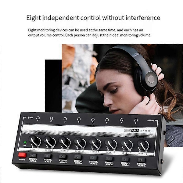 HA800S Kompakt Lydforstærker 8 Kanaler Mini Stereo Power - EU Stik