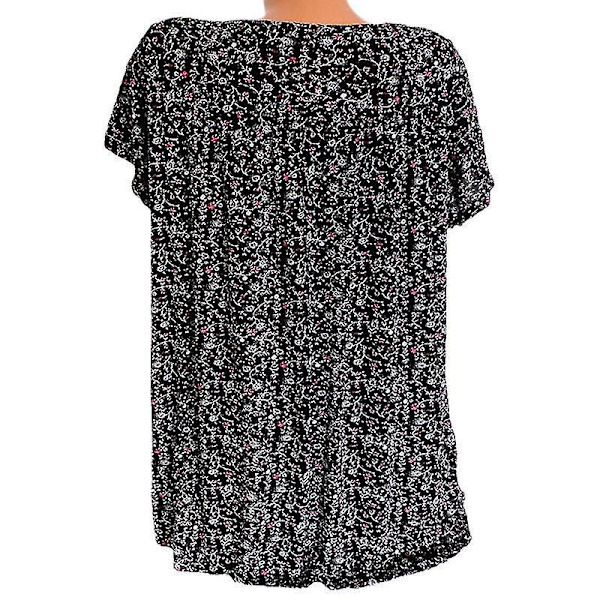 Tyylikäs naisten pitkä toppi lyhyillä hihoilla 4XL Musta