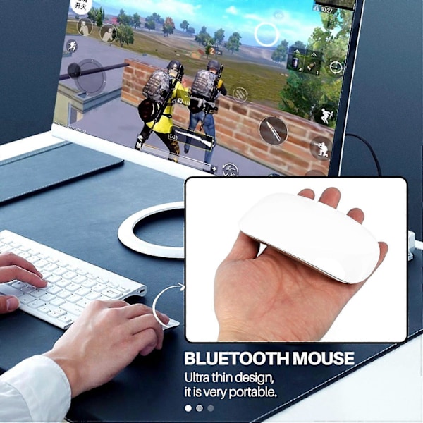 Oppladbar Bluetooth Trådløs Magic Mouse - Stille Ergonomisk PC-mus for Datamaskiner
