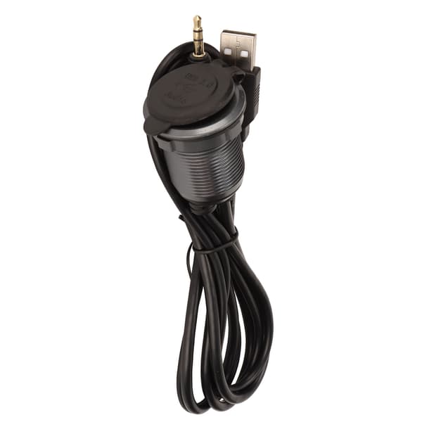 Bil dashbord forlengelseskabel med signallys USB innfelt montering 3,5 mm lydkabel med spenne