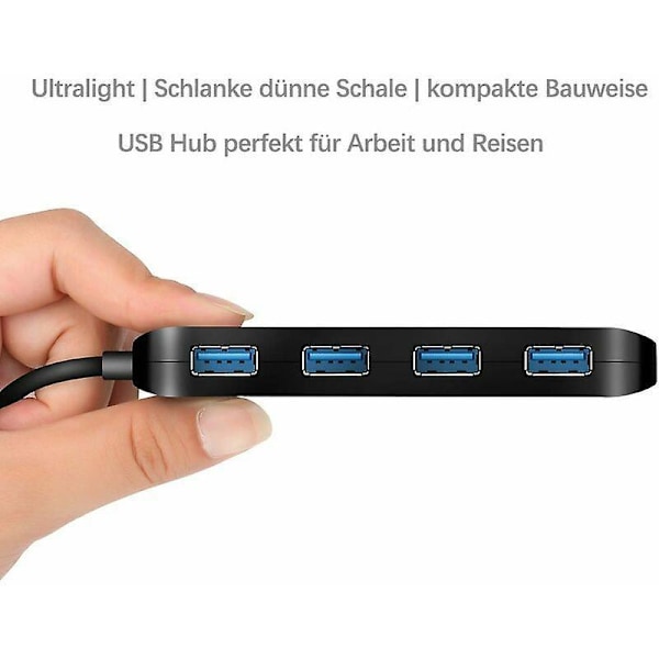 4 Portars USB 3.0 Hub, USB Hub Splitter med Strömförsörjning, 5Gbps Datahubb med Separat Strömbrytare och LED