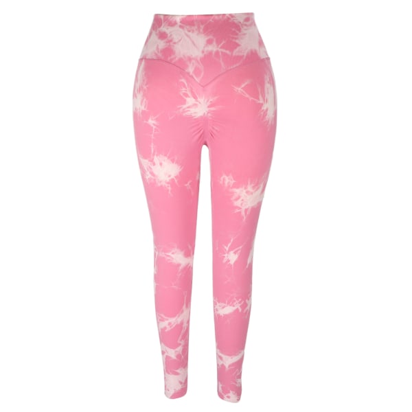 Kvinnor Yoga Leggings Tie Dye Snabbtorkande Snabbtorkande Sömlös Tight Rosa Sport Löp Leggings M