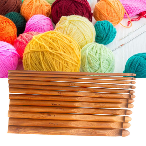 12 st bambu stickningsnålar set olika storlekar slätare kanter rund bambu virkning för DIY tröjor