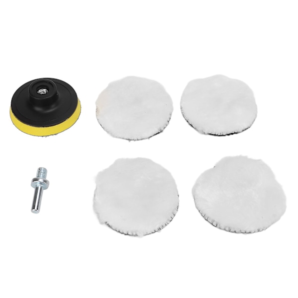 6 st 3 tums polerskiva av imiterad ull med 5/8 tum 11 borr-adapter, polerplattor för bilpolermaskin