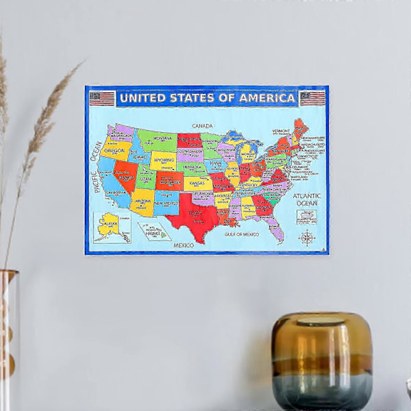 USA Karta Utbildningsaffisch för Klassrum Geografi Karta Hushåll Geografi Affisch Intressant Lära Affisch Slitstark Geografi Karta Affisch