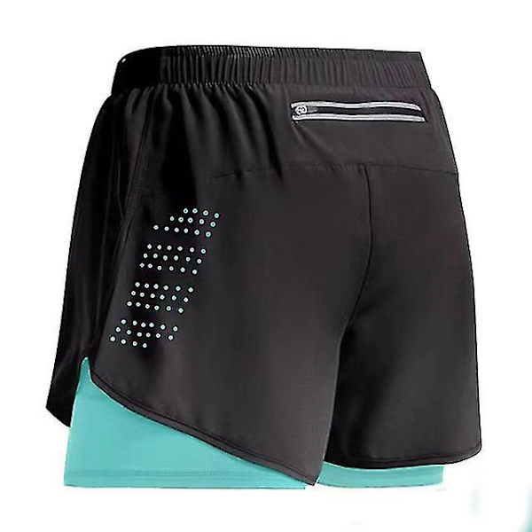 Sporty 2-i-1 Herre Dobbelt-dæk Træningsshorts til Sommer L Tiffany Blå