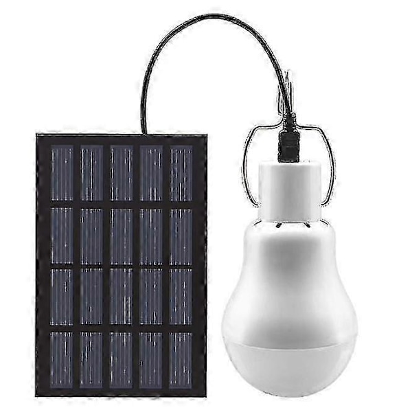 Solcelledrevet LED-lyspære, bærbar solcellelampe med solcellepanel for hage, uteplass, innendørs, utendørs, fotturer, camping, telt, fiskebelysning -DGJR