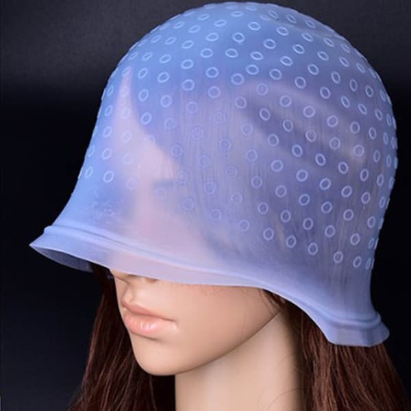 Hårfarvning Highlight Hat Blød Silikone Genanvendelig Hårfarvning DIY Hat Værktøj med Hæklenål Hvid