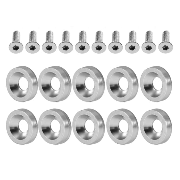 Bilmodifiering M6 Bricka Bult Nummerplåtsram Dekoration Skruv (Silver)