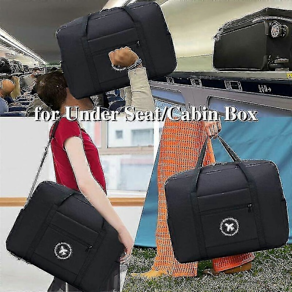 Foldbar Letvægts Rejsetaske - Kabinebagage 44x35x15 - Opbevaring Under Sædet - Bærbar Kuffert