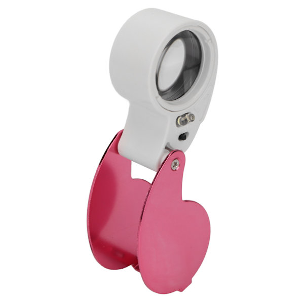 40X Forstørrelsesglas Loupe LED Lys Høj Transmittans Bærbar Juveler Loupe med Aluminium Legering Skal til Ældre Pink
