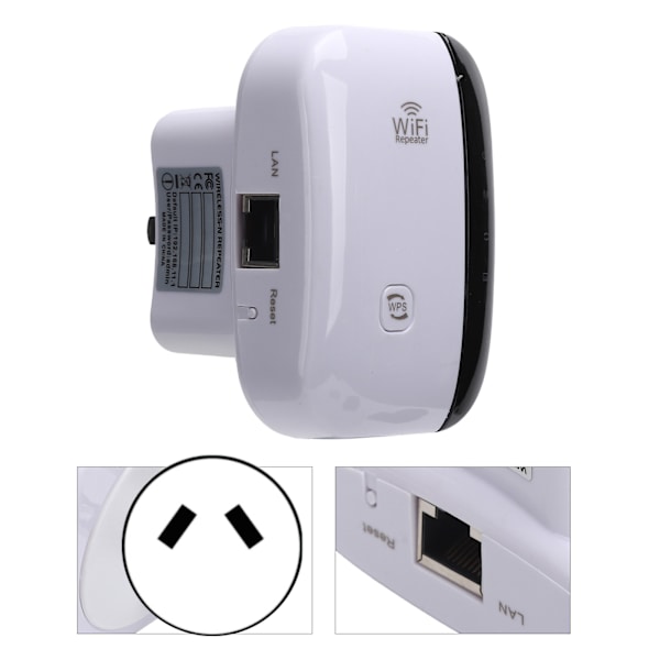 WiFi-räckviddsförlängare Signalförstärkare Repeater Stöd 2.4GHz WLAN 300M 110-240VAU-kontakt