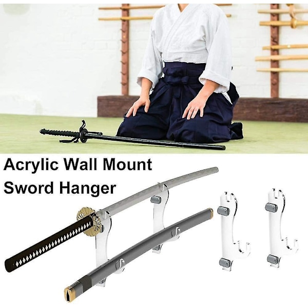 1 Par Lyssværd Sværd Standere Samurai Saber Vægmontering Display To Sværd Kampsport Sværd Standtransparent