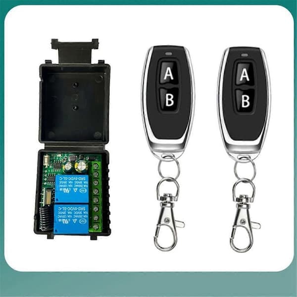 2-kanals RF-relémottaker med 433 MHz RF-fjernkontroll, 6-30 V DC