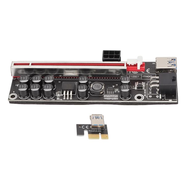 PCIE Riser 1x - 16x -sovitin 10 kondensaattorin Riser-sovitinkortti 0,6 m USB 3.0 -jatkojohdolla 6 PIN SATA -kaapeli GPU Riser
