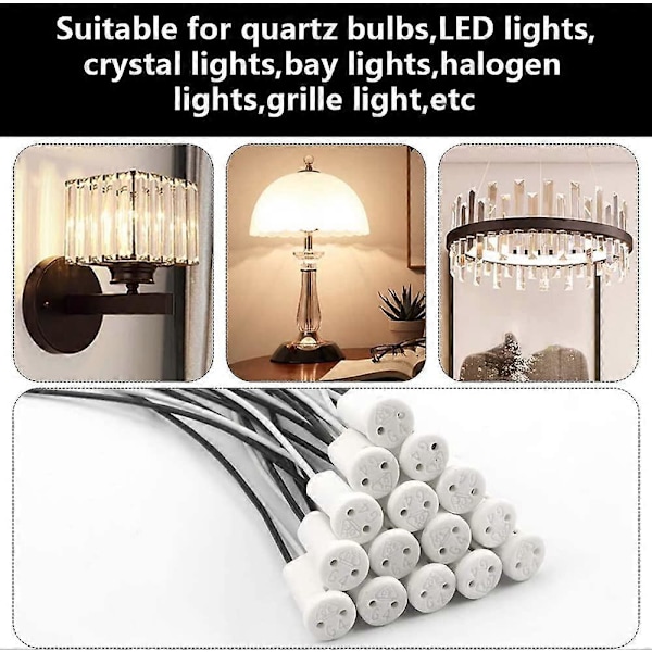 25 Stk. G4 Pæreholder Lampesokler Keramisk Base Med 20CM Teflon Tråd G4 Halogen Sokler til Kvarts Halogen Lamper LED Lampe Glødelampe