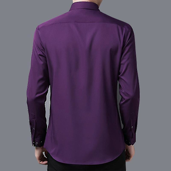 Miehet Slim Fit Violetti Pitkähihainen Napitettu Pukeutumispaita