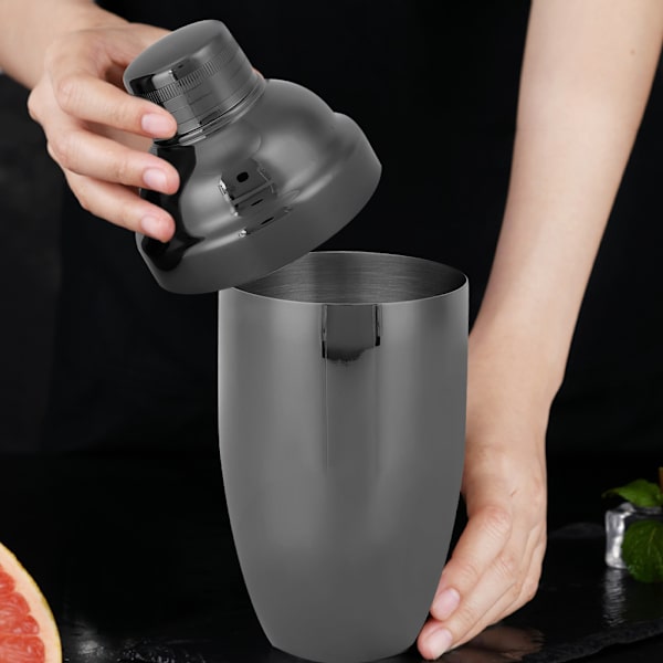 Moderne Cocktail Shaker i rustfrit stål, rysteværktøj, barudstyr, tilbehør, sort