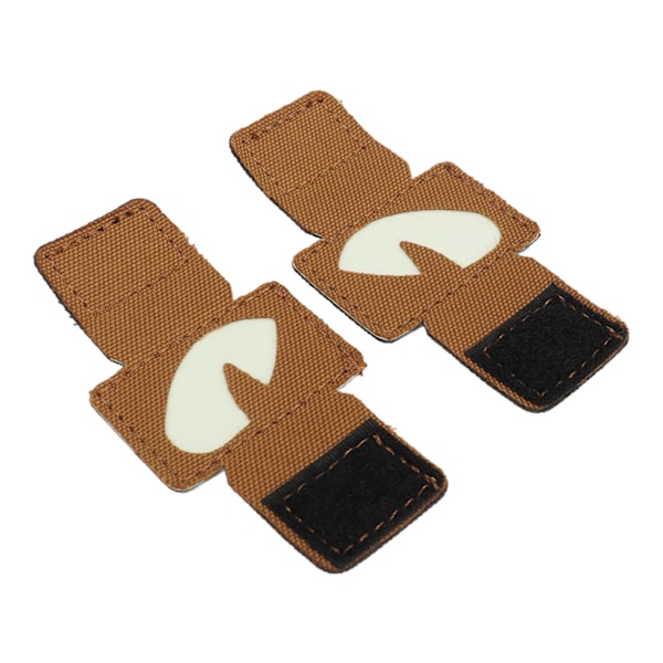 2 stk. katteøyepatch reflekterende borrelåsdesign lerret lysende katteøyepatch for hatter uniform ryggsekk utendørsaktiviteter nattturer khaki