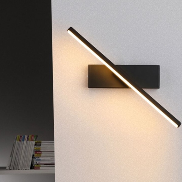 Soverom roterende vegglampe jern skall høy temperatur baking overflate anti korrosjon nattbordlampe for hjem hvitt lys svart