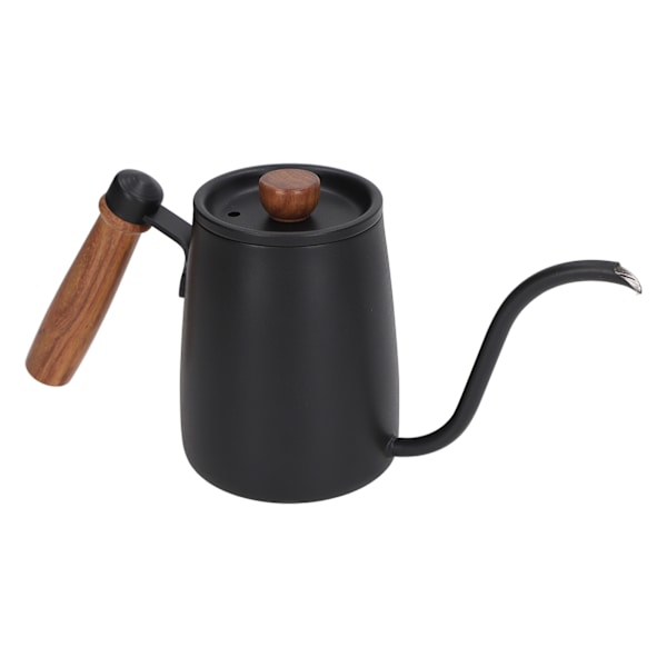 Kaffehäll i rostfritt stål med gåshals och fin pip för affärsbruk, svart