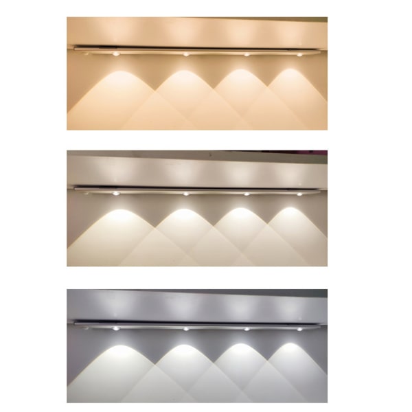 LED-garderobslampa, ultratunn, intelligent, uppladdningsbar, trådlös LED-rörelsesensorlampa för skåp, 60 cm/23,6 tum, silver