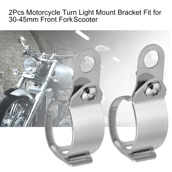 2st Motorcykel Blinkersfäste Passar 30-45mm Framgaffel Scooter (Silver)