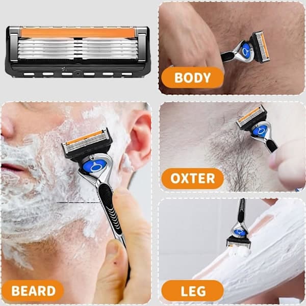 12-pak Erstatningsblade 5-lags til Fusion 5 Barbermaskine, Barberblade til mænd til vådbarbering