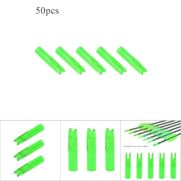 50 stk Bærbar plastbuepil Nockindsats Halebueskydningstilbehør til 6 mm skaftgrønt