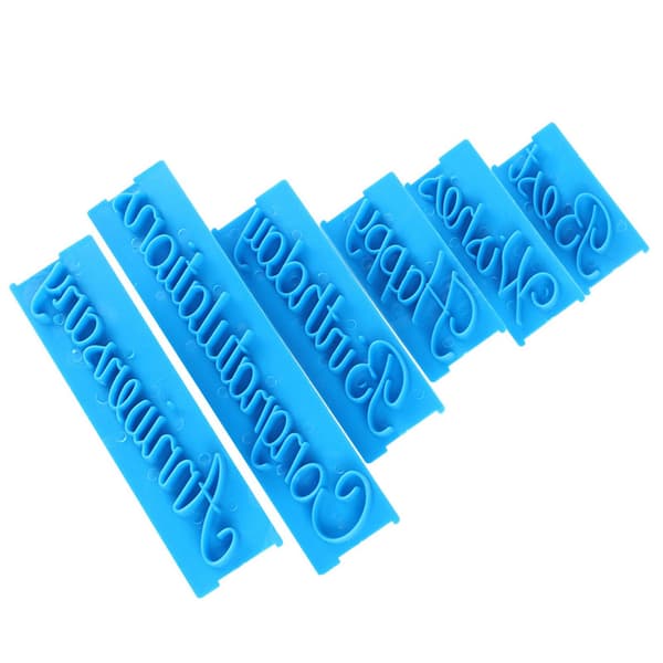 3 sett håndskrift bokstav kake preger DIY plastformer kake dekorere utskrift mold