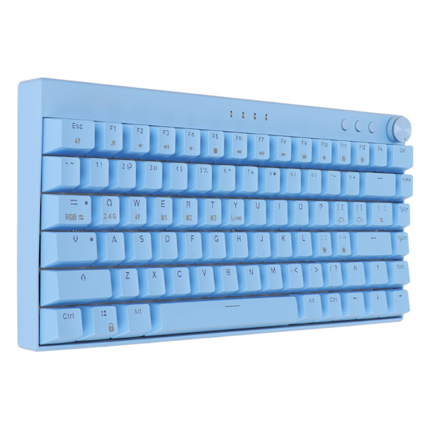 Blå mekaniskt tangentbord 82 tangenter tre lägen tangentbord med RGB kompatibel för Windows för IOS för Android bruna brytare