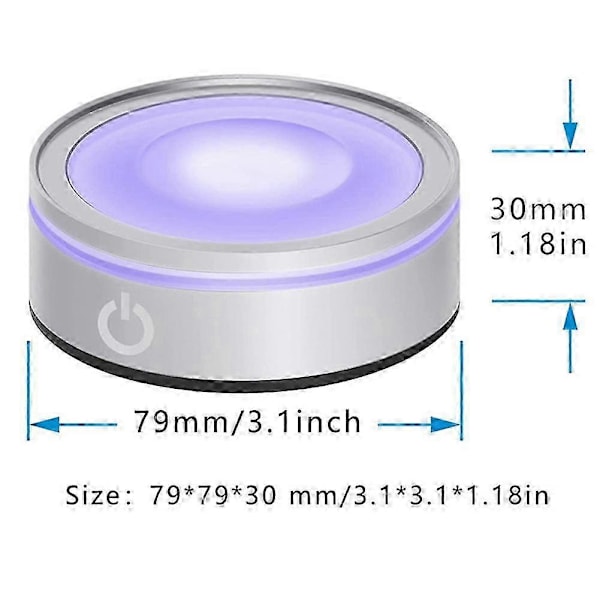 LED Ljusbas med Känslig Touch Rund Färgglad Ställ Display kompatibel med 3D Kristallglas Konst Silver Co