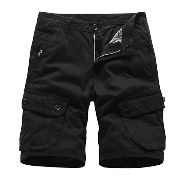 Zipper Men's Shorts with Multi Pockets for Summer Comfort XL Black