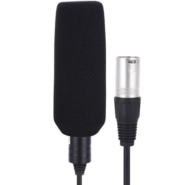 Kondensatormikrofon Stereokamera Mic Videoinspelning Svart enkelriktad antistörning (svart)