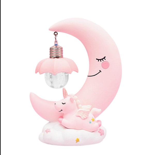 Tegneserie Moon Led Nattlys Resin Baby Nursery Lampe Ornamenter Nattbordslampe Barn Gaveleketøy