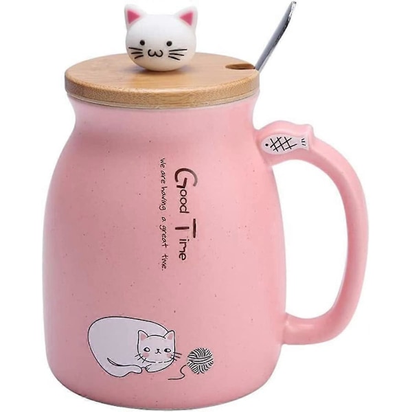 Kat Krus Sødt Keramisk Kaffekrus med Sødt Kat Låg Rustfri Stål Ske, Sød Kat Te/Mælk Kop Kaffe
