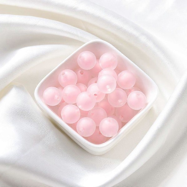 30-50 stk. Fargerike AB Frostet Klar Akrylkuler for DIY Smykkelaging Håndlagde Tilbehør Størrelse 8-15mm FrostetRosa 10mmx50stk