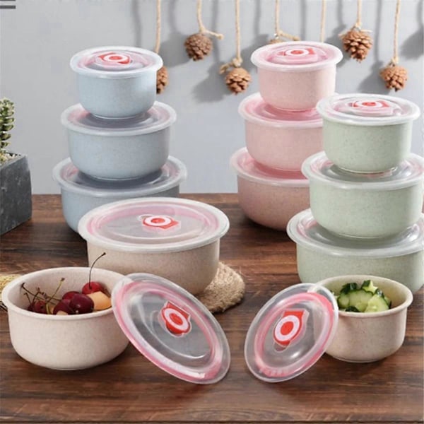 Bento Boks Hvedehalm Madkasse Miljøvenlig Salat Skål Pink