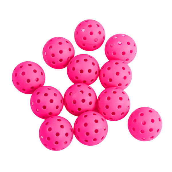 12 st 74 mm 40 hål Pickleballs PE-plast Hög elasticitet Pickleball Utomhus Hålbollar Rosa