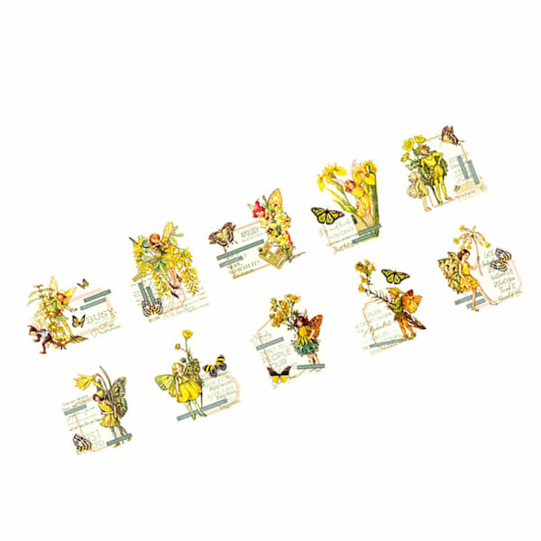30 ark vintage fe-stickers, blomster fe-stickers til scrapbog, junk journal-artikler, DIY-håndværk, album, bærbare computere, gule
