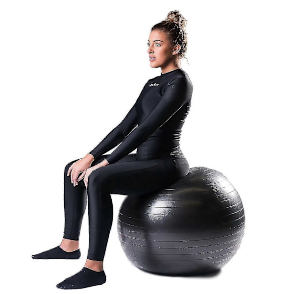 Trænings Gymnastikbold Anti-burst Pilates Yoga Core Fødsels Træning Med Pumpe Sort 85 cm