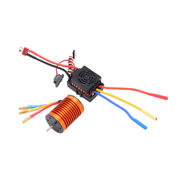 F540 4370KV 4P harjaton moottorisarja vedenpitävällä 60A harjattomalla ESC:llä 1/10 RC-autolle, oranssi