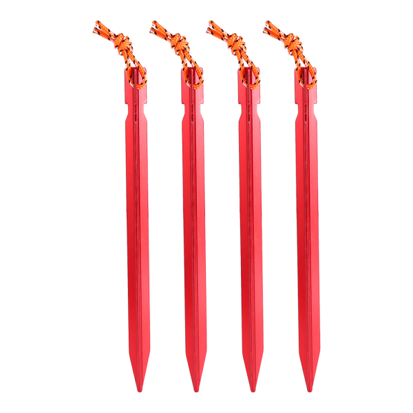 4st/förpackning 18 cm aluminiumlegering vindrep Ankare tältpinnar stift jordspik (röd)