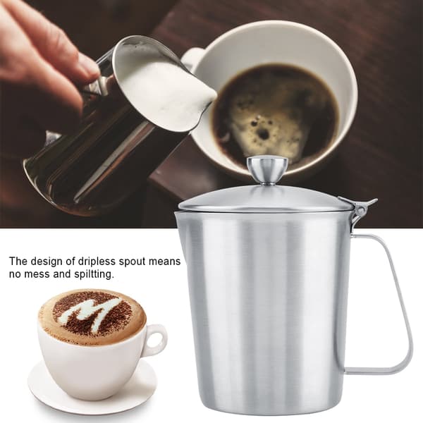 Mælkekande i rustfrit stål Kaffekop med låg og mål (500 ml)