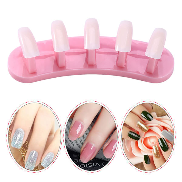 1 Set Avtagbar Nail Art Training Holder Stand 100st Practice Nageltips Rosa