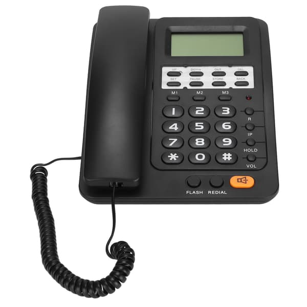 KXT6009CID Bordtelefon med ledning, fastnettelefon med nummeropkaldsfunktion til hjemmekontor (sort)